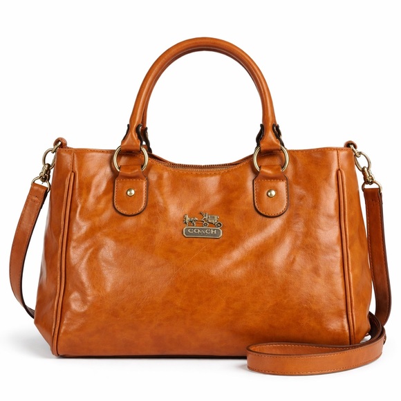 Coach Handbags - Coach Ashley Cognac Leather Satchel Crossbody Shoulder Bag Horse Carriage